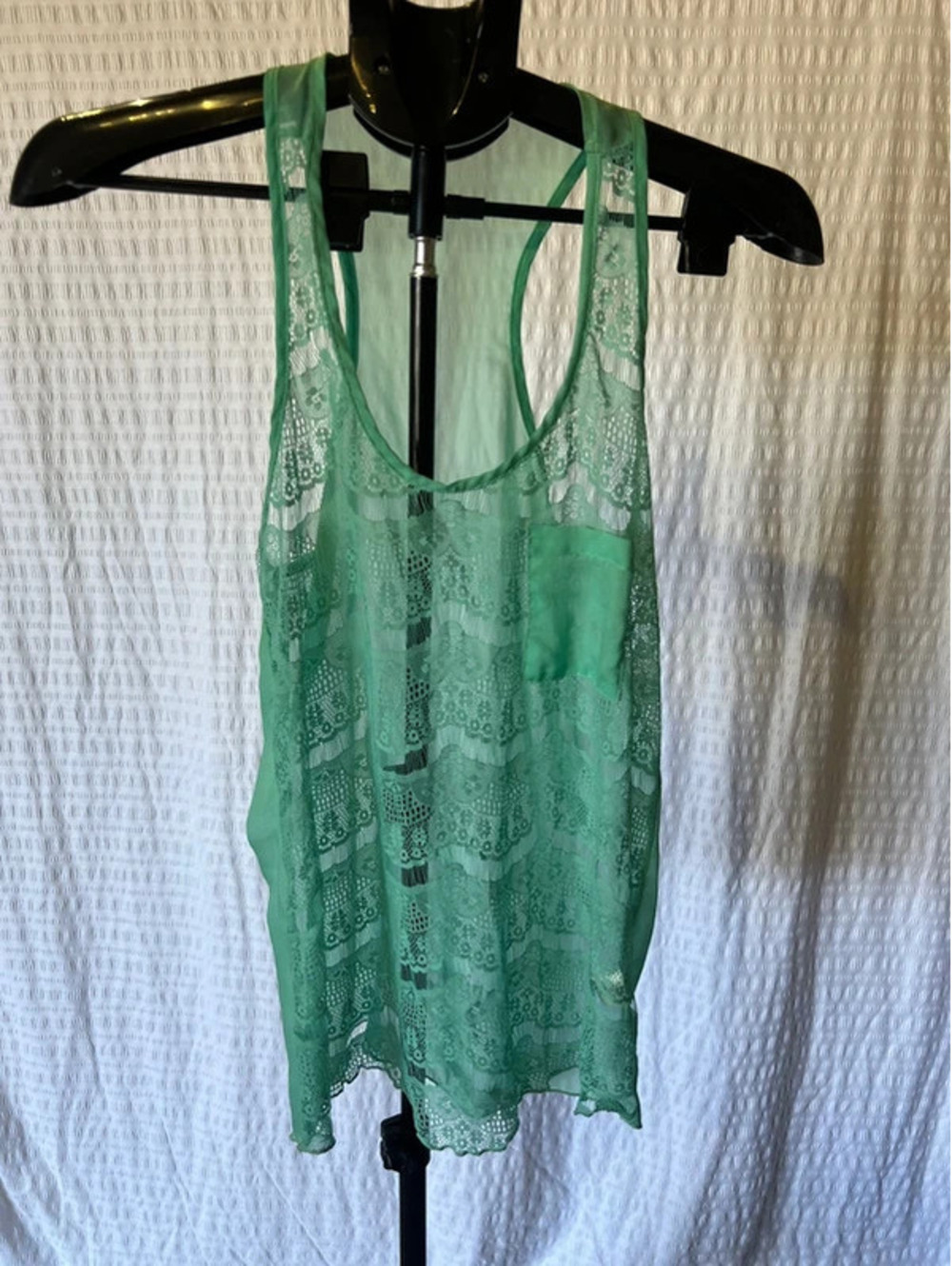 Iris LA Sz Med Sheer and Lace Mint Tank